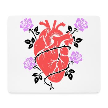 Anatomisches Herz Rosen Bunt - Mousepad (Querformat) - Weiß - Vorne