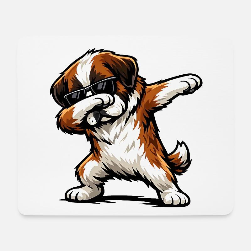 Dabbing St. Bernard - Mouse Pad (horizontal) - white