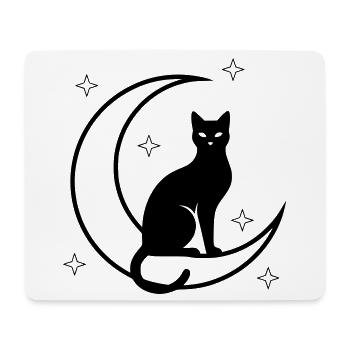 Cat Moon Stars Silhouette - Mouse Pad (horizontal) - white - Front