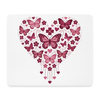 Cœur Papillon Fleuri Éclat - Tapis de souris (format paysage) - blanc - Devant