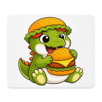 Süßer T-Rex Cartoon Dino Burger Fast Food Reptil - Mousepad (Querformat) - Weiß - Vorne