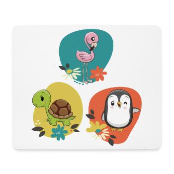 Flamingo Schildkröte Pinguin  - Mousepad (Querformat) - Weiß - Vorne