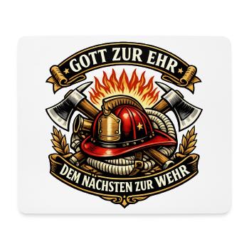 Feuerwehr Emblem Flammenhelm - Mousepad (Querformat) - Weiß - Vorne
