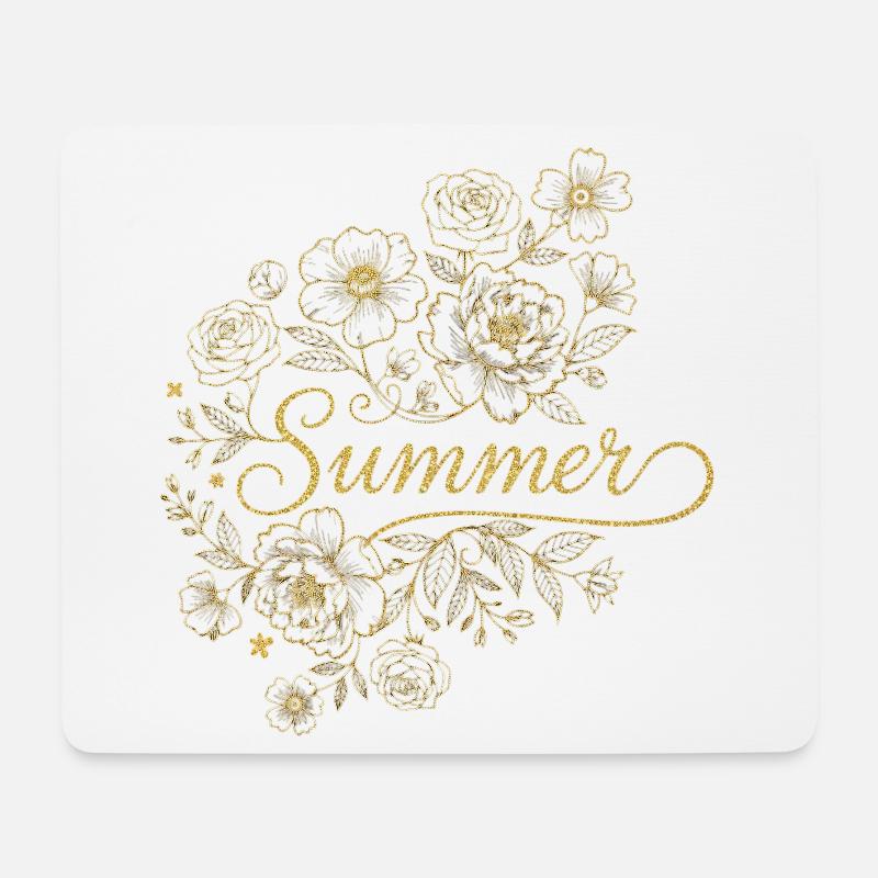 Goldenes Blumensommer - Mousepad (Querformat) - Weiß