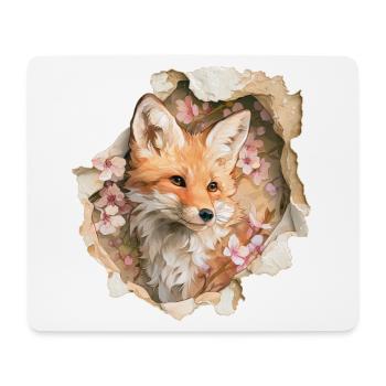 Fox with cherry blossoms - Mouse Pad (horizontal) - white - Front