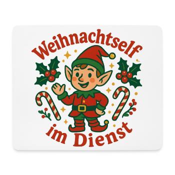 Weihnachtself im Dienst - Mousepad (Querformat) - Weiß - Vorne