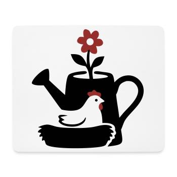 Watering Can Chicken Nest Graphic - Mouse Pad (horizontal) - white - Front