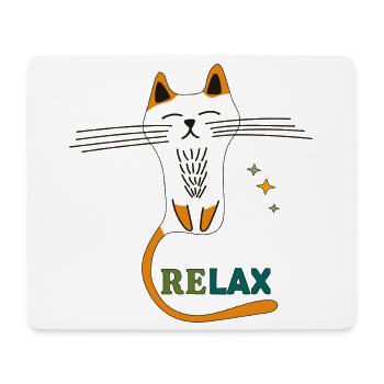 Katze beim Relaxen - Mousepad (Querformat) - Weiß - Vorne