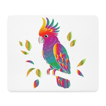 Rainbow Cockatoo Cartoon Design - Mouse Pad (horizontal) - white - Front