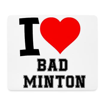 I Love Badminton - Mousepad (Querformat) - Weiß - Vorne