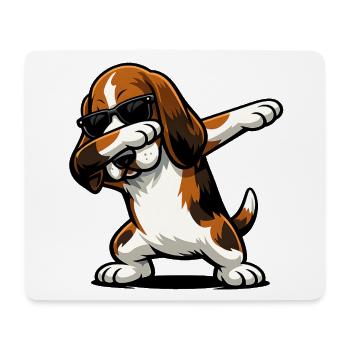 Dabbing Basset Hound in Comic Style - Mouse Pad (horizontal) - white - Front