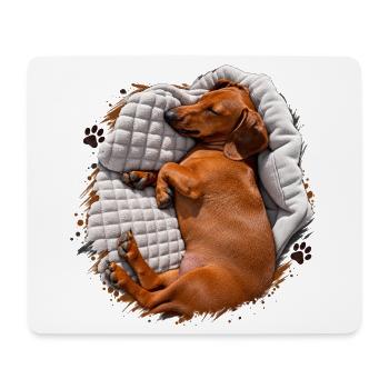 Dackel Kuscheltraum auf Decke - Mousepad (Querformat) - Weiß - Vorne