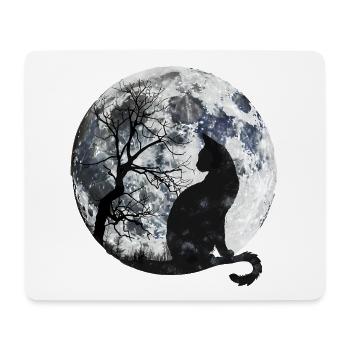 Mondnacht Katzen-Silhouette - Mousepad (Querformat) - Weiß - Vorne