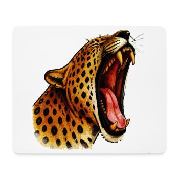 Intensive-farbger Leopardenkopf Roar - Mousepad (Querformat) - Weiß - Vorne