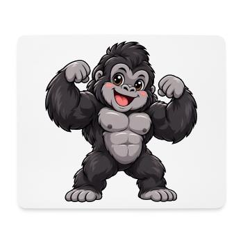 Gorilla Kawaii Style – Süßer Dschungelriese - Mousepad (Querformat) - Weiß - Vorne