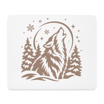 Wolf im Wald unter dem Mond - Mousepad (Querformat) - Weiß - Vorne