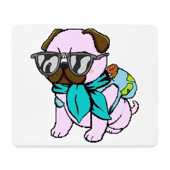 Mops-Reisender - Mousepad (Querformat) - Weiß - Vorne