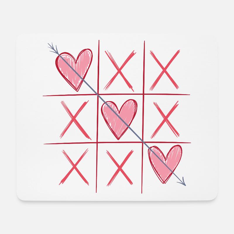 Tic-Tac-Heart - Mousepad (Querformat) - Weiß