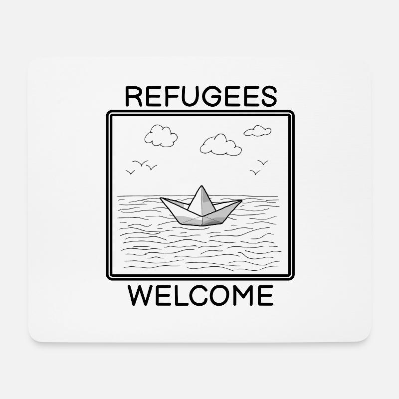 Flüchtlinge Willkommen Flüchtling Demo Geschenk - Mousepad (Querformat) - Weiß