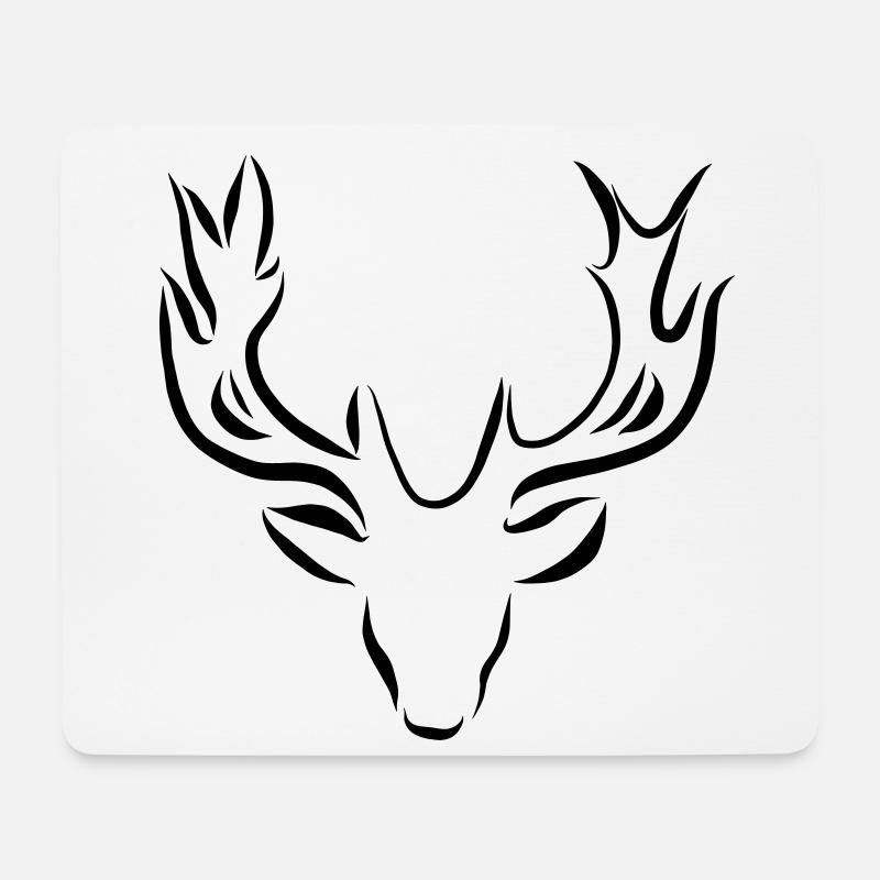 Hirsch Elch Kopf Rentier Illustration Geweih - Mousepad (Querformat) - Weiß