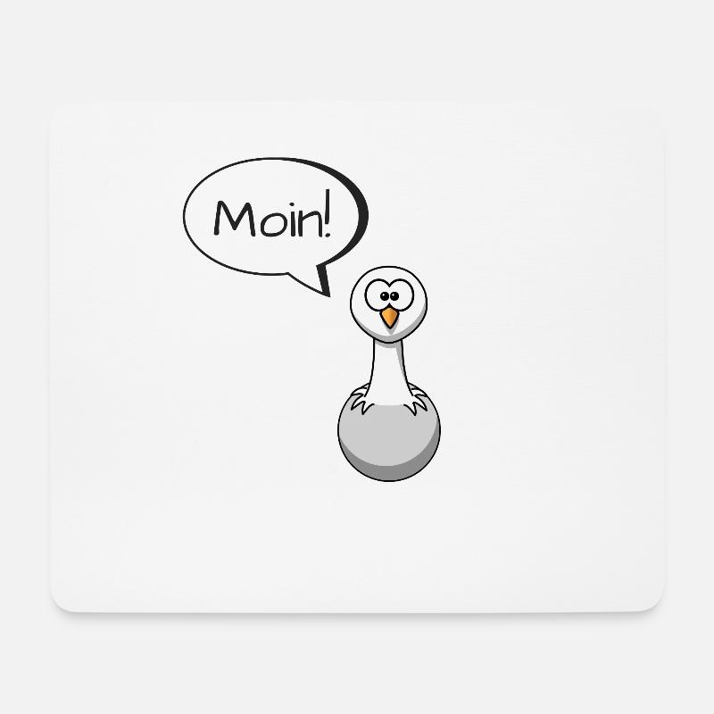 Moin! Möwe mit Sprechblase Lustig Geschenk Idee - Mousepad (Querformat) - Weiß