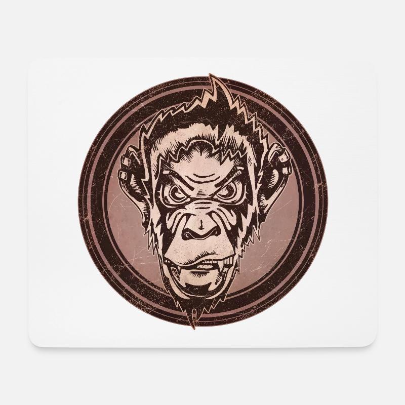 Wilder Schimpanse Grunge Tier - Mousepad (Querformat) - Weiß