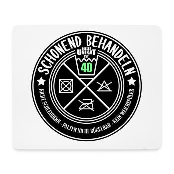 Schonend behandeln Unikat ist 40 | Farben änderbar - Mousepad (Querformat) - Weiß - Vorne