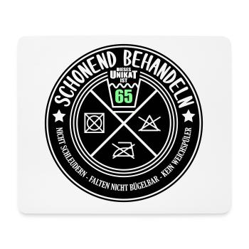 Schonend behandeln Unikat ist 65 | Farben änderbar - Mousepad (Querformat) - Weiß - Vorne