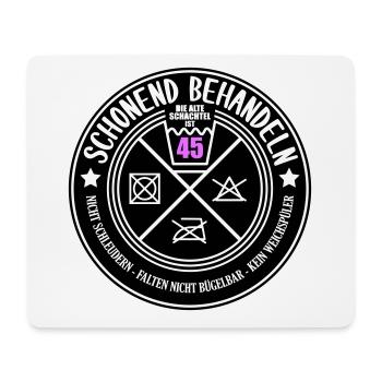 Schonend behandeln Schachtel 45 | Farben änderbar - Mousepad (Querformat) - Weiß - Vorne