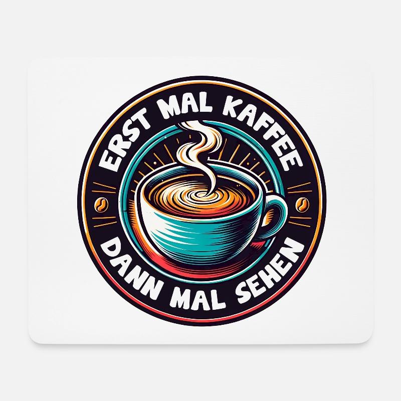 Erst mal Kaffee - dann mal sehen Kaffeemotiv - Mousepad (Querformat) - Weiß