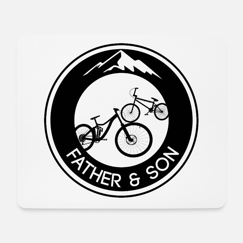 Vater und Sohn Mountainbike Father and Son MTB - Mousepad (Querformat) - Weiß