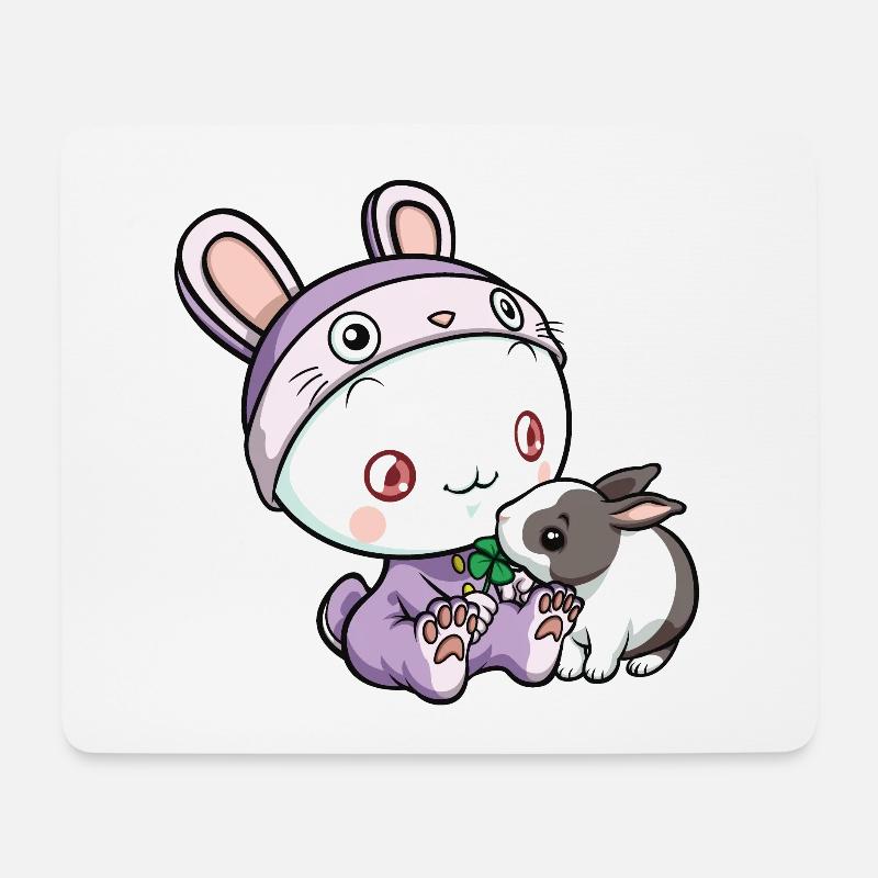 Puni-Hase Klee - Mousepad (Querformat) - Weiß