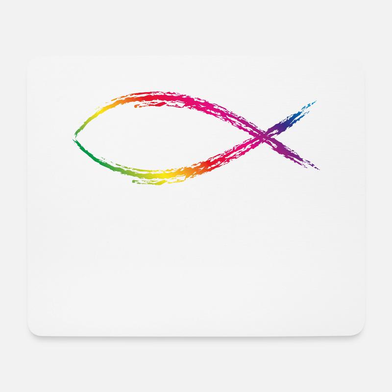 jesus fisch - Mousepad (Querformat) - Weiß