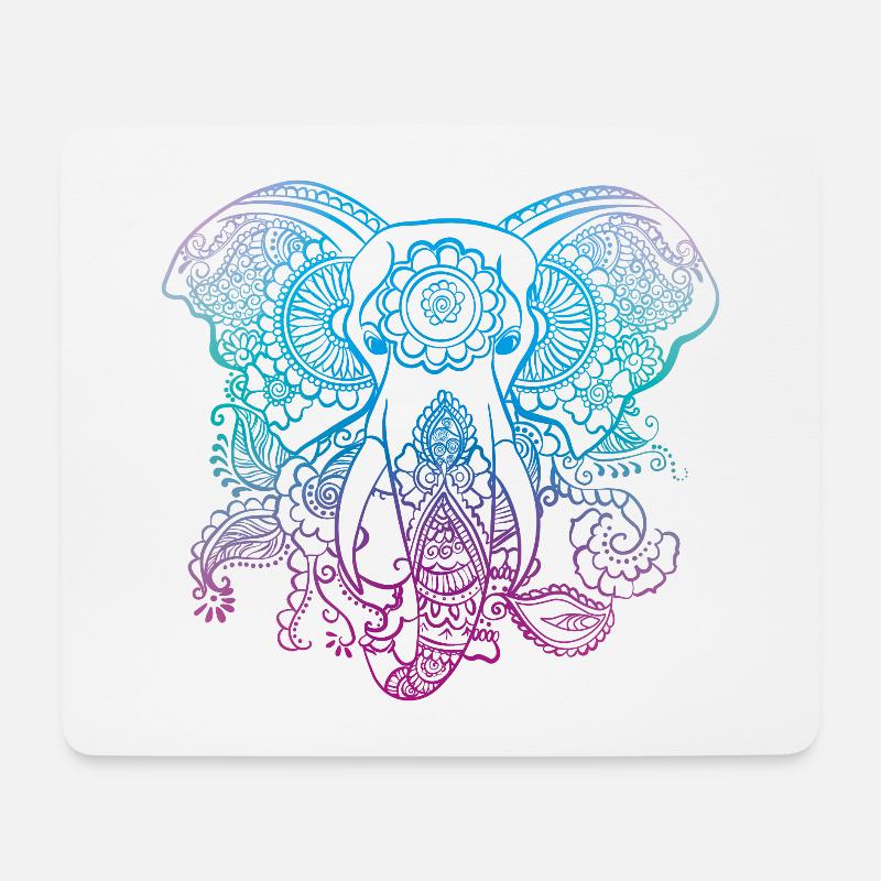 Mandala Elefant, schönes Mandala, Ganesha. (Neon) - Mousepad (Querformat) - Weiß