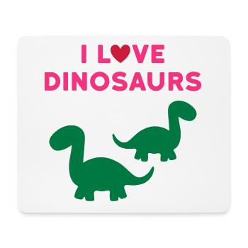 I love dinosaurs (two brontosaurs, heart) - Mouse Pad (horizontal) - white - Front