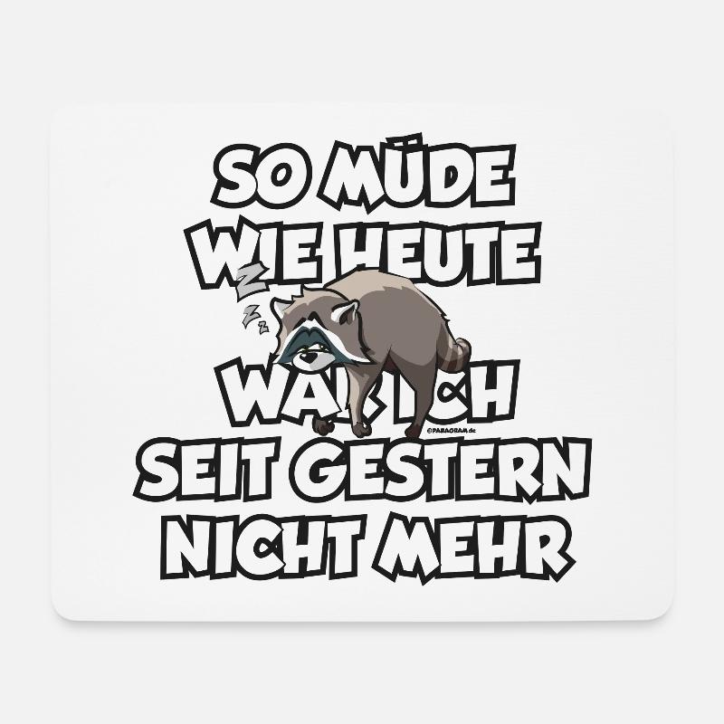 schlafender Waschbär Langschläfer müde Spruch - Mousepad (Querformat) - Weiß