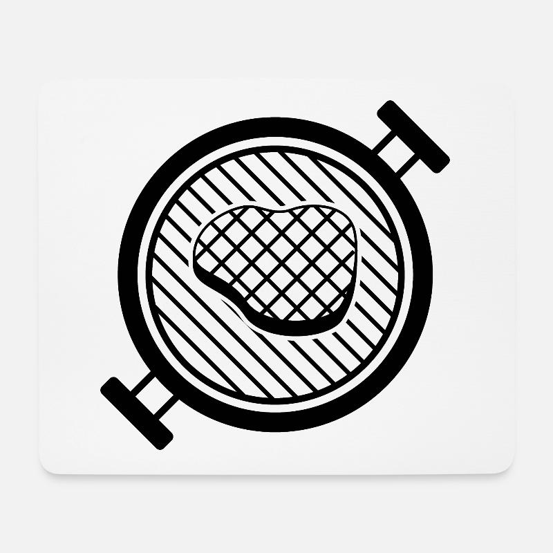 BBQ Grill mit leckerem Steak auf Grillrost - Mousepad (Querformat) - Weiß