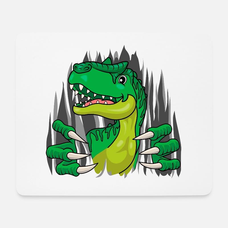 Dinosaurier Outside | Dino springt aus dem Shirt - Mousepad (Querformat) - Weiß