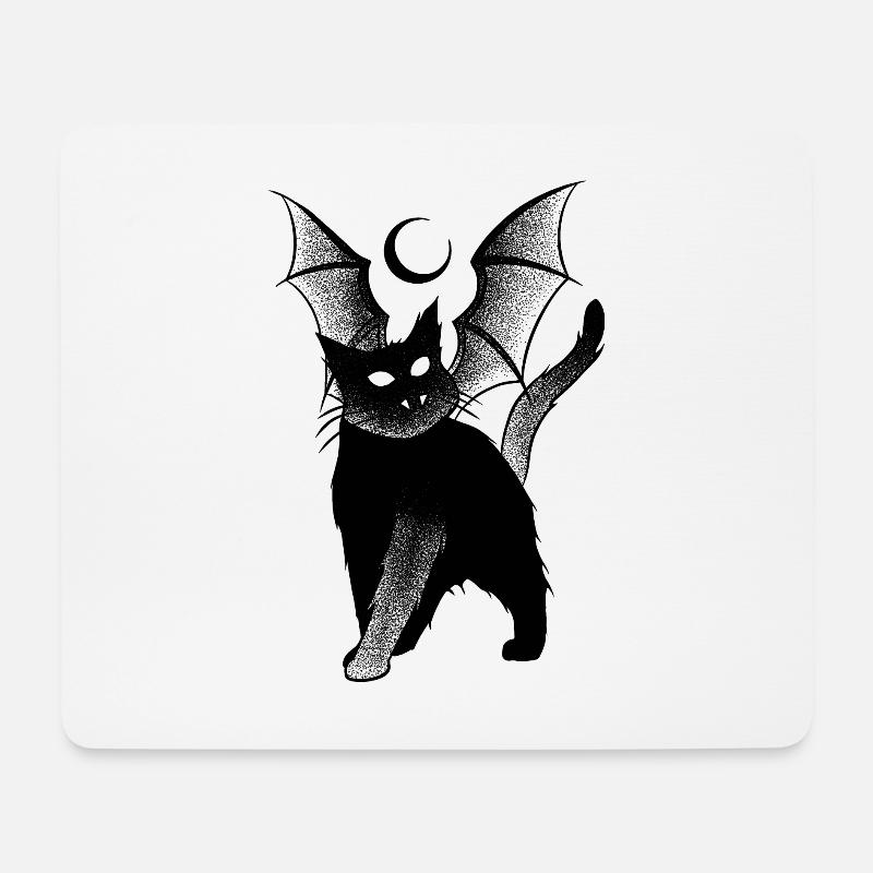 Dark Cat 666 Dotwork Kunst - Mousepad (Querformat) - Weiß