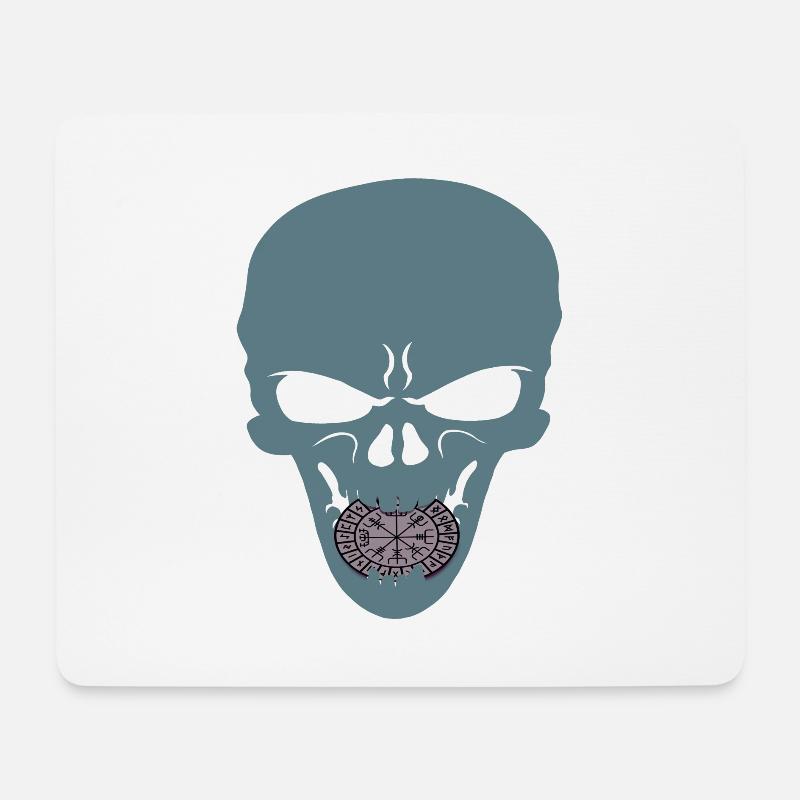 Totenkopf Wikinger vegvisir Logo - Mousepad (Querformat) - Weiß