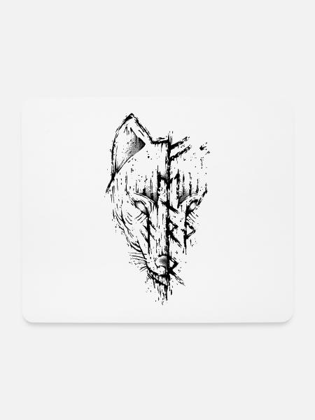 Wolf Fenrir Wikinger Müllfuthark Rune - Mousepad (Querformat) - Weiß