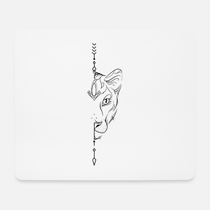 Löwenlinienkunst - Mousepad (Querformat) - Weiß