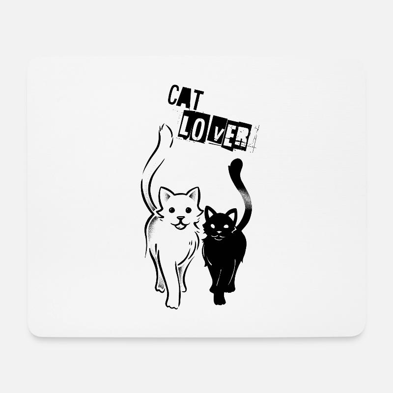CAT LOVER - Katzenliebhaber / Schwarz & Weiß - Mousepad (Querformat) - Weiß