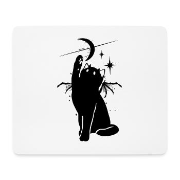 Schwarze Katze im Weltraum - Mousepad (Querformat) - Weiß - Vorne