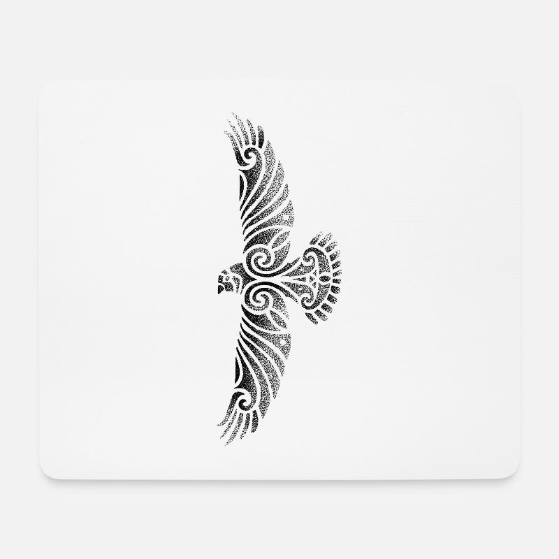 Nordischer Rabe dotwork - Mousepad (Querformat) - Weiß