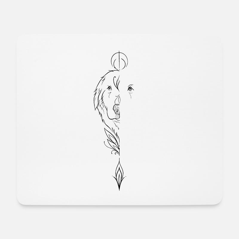 Golden Retriever ornamentale Linienkunst - Mousepad (Querformat) - Weiß