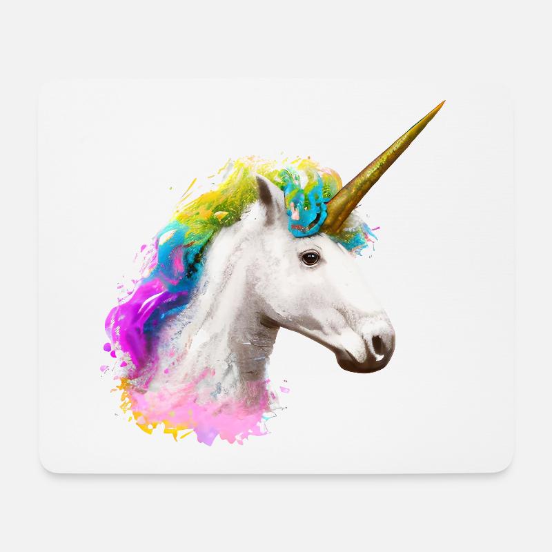 Farbenfrohes Einhorn - Mousepad (Querformat) - Weiß