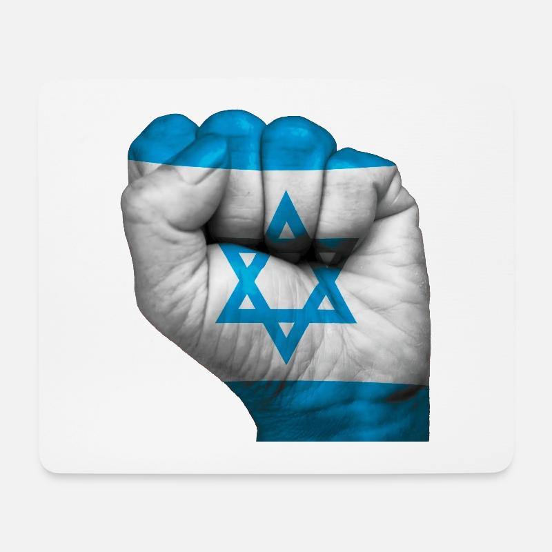 Flagge Israels auf geschlossener Faust gemalt - Mousepad (Querformat) - Weiß