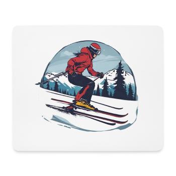 Alpine rote Jacke Skifahrer Skifahren Berg Schneeliebhaber - Mousepad (Querformat) - Weiß - Vorne