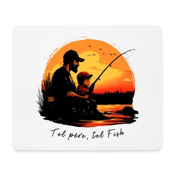 Canne à pêche en main, papa à mes côtés - Tapis de souris (format paysage) - blanc - Devant